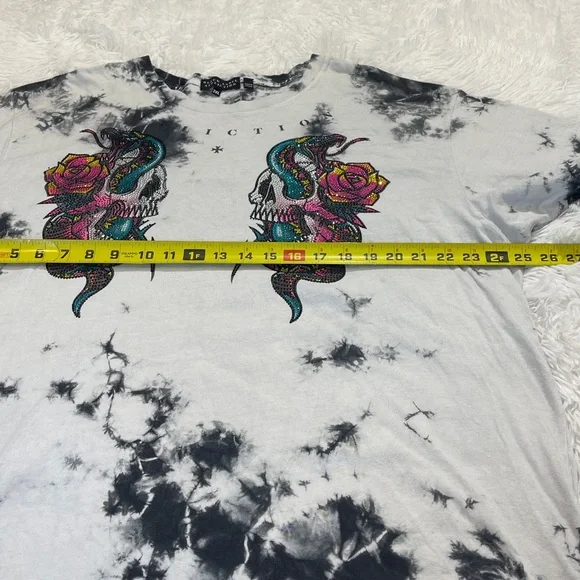 Affliction BLACK LABEL Black and White Tie-Dye Skull T-Shirt MENS 2XL - Picture 3 of 8